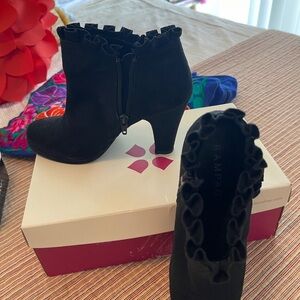 Rampage Black Ruffle Heeled Boots